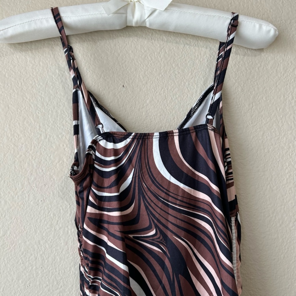 Swirl Dress Marble Brown Black White Pink Ruched Chest Sides by Shein Size XS - Picture 9 of 13